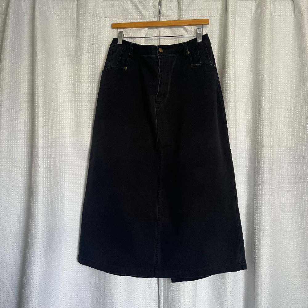 Bridge Water Studio Midi Black Denim Skirt